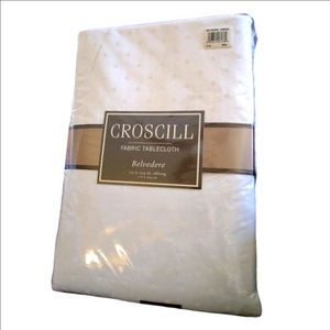 Croscill Belvedere White Fabric Tablecloth Cotton Blend Brand New